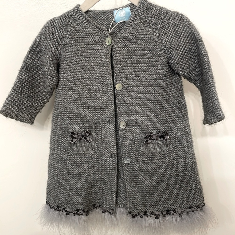 Alpaca Wool Grey Sweater Coat - Picture 1 of 3